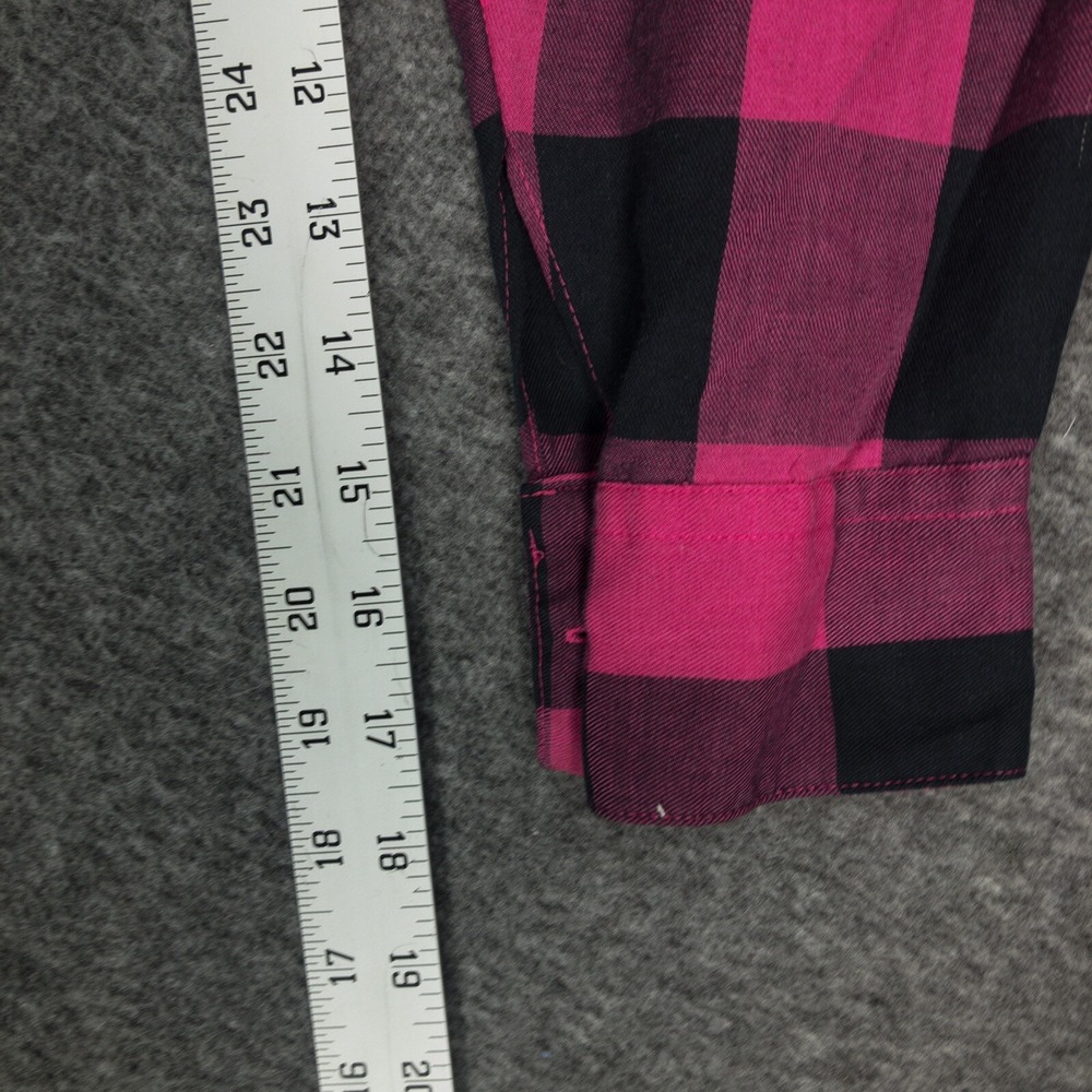 Vintage Directions by Brooks Womens M Pink Black Plaid Button Up Shirt Grunge - Picture 7 of 10
